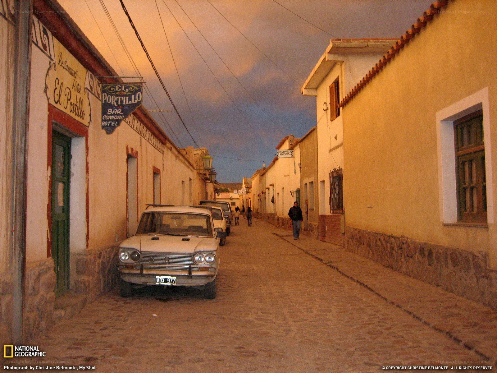 Cobblestone street in a small town
