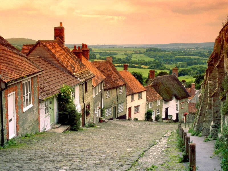 Cobblestone street in a village