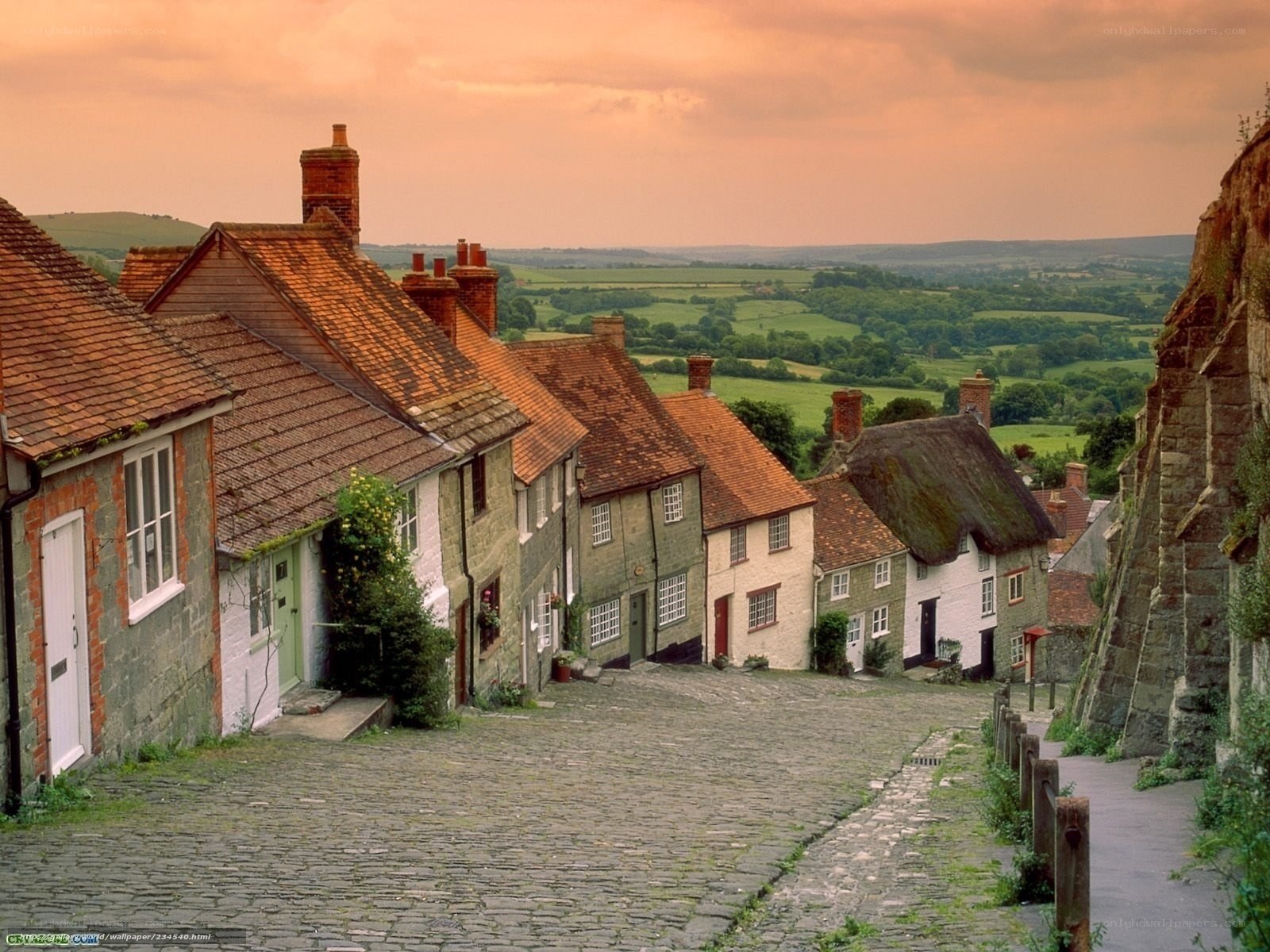 Cobblestone street in a village