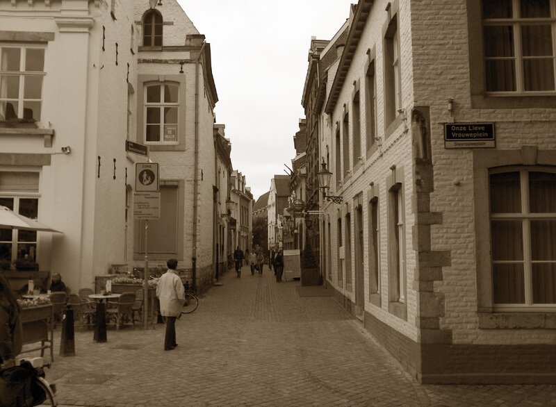 Cobblestone street in Belgian town