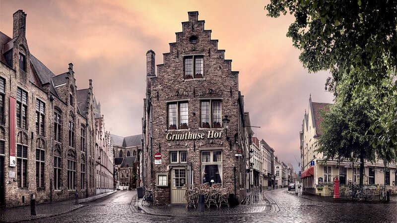 Cobblestone street in Bruges