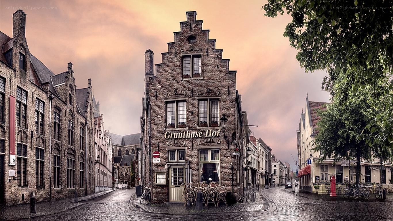 Cobblestone street in Bruges