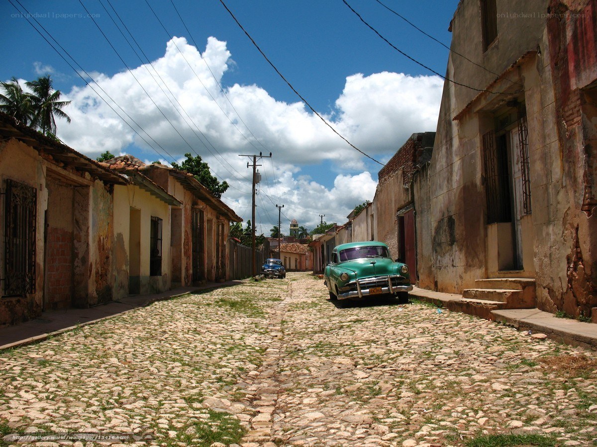 Cobblestone street in Cuba