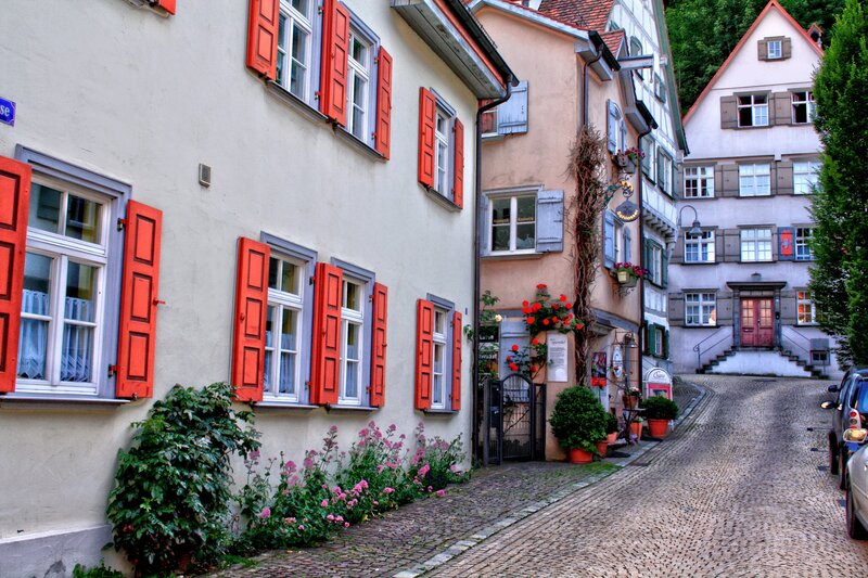 Cobblestone street in German town