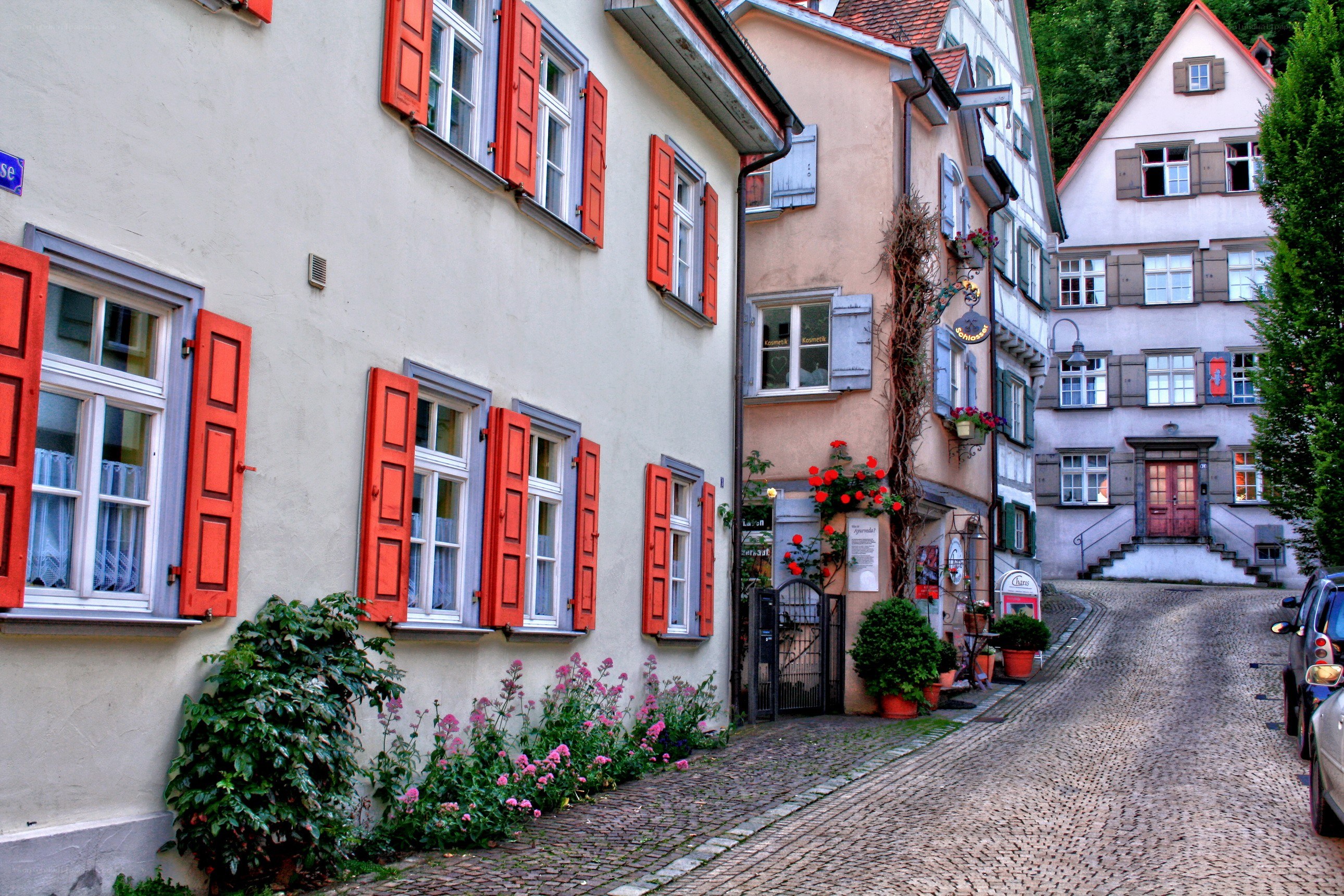 Cobblestone street in German town