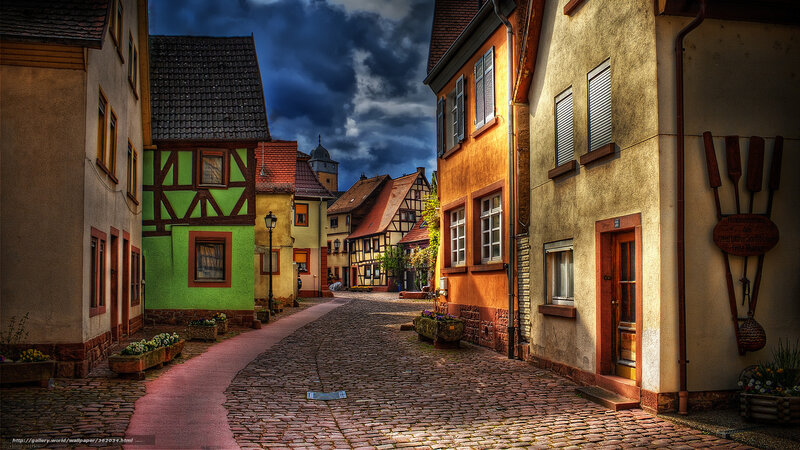 Cobblestone street in German village