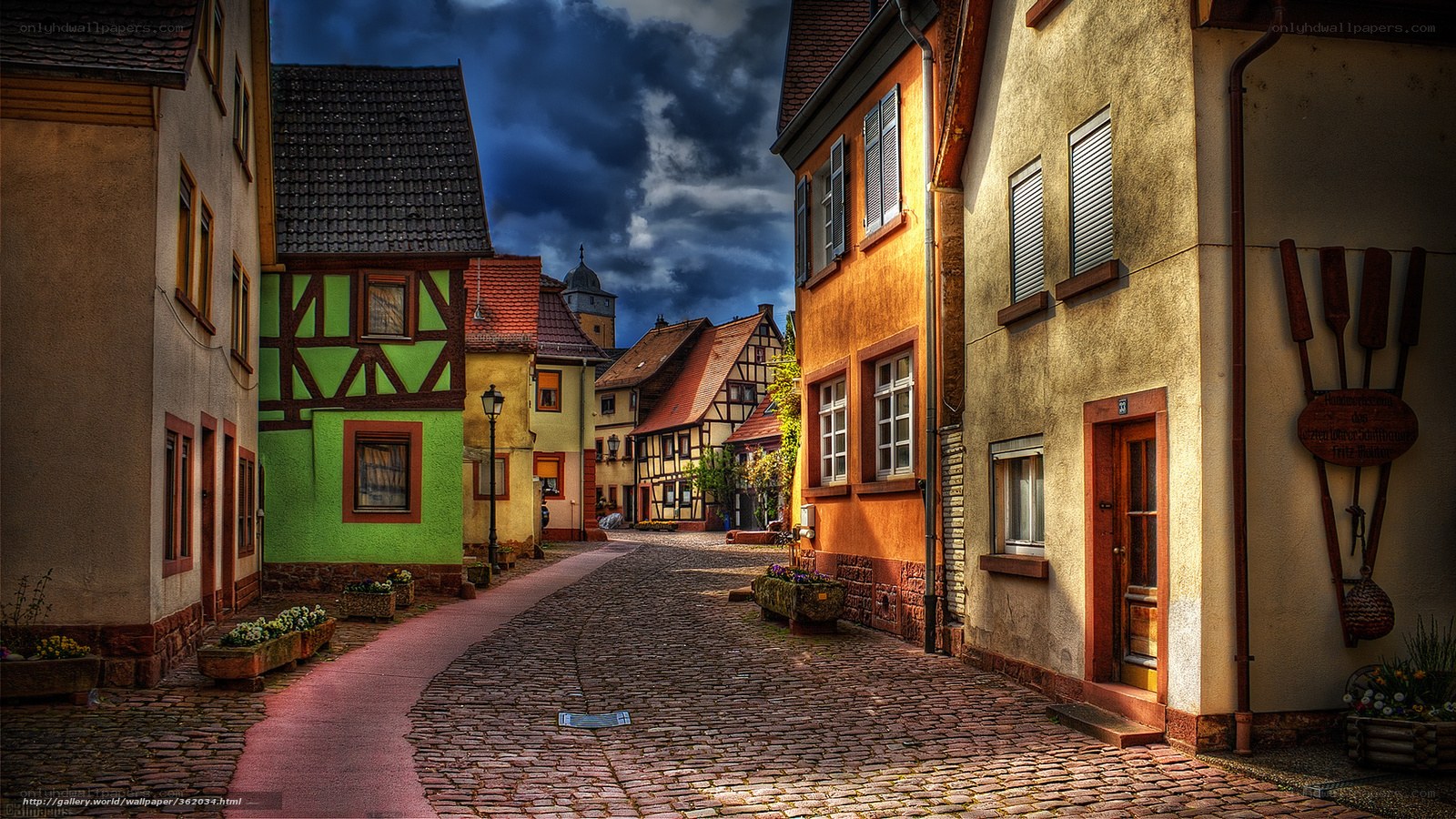Cobblestone street in German village