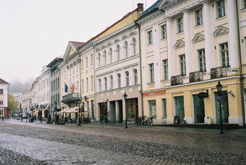 Cobblestone street in historic city