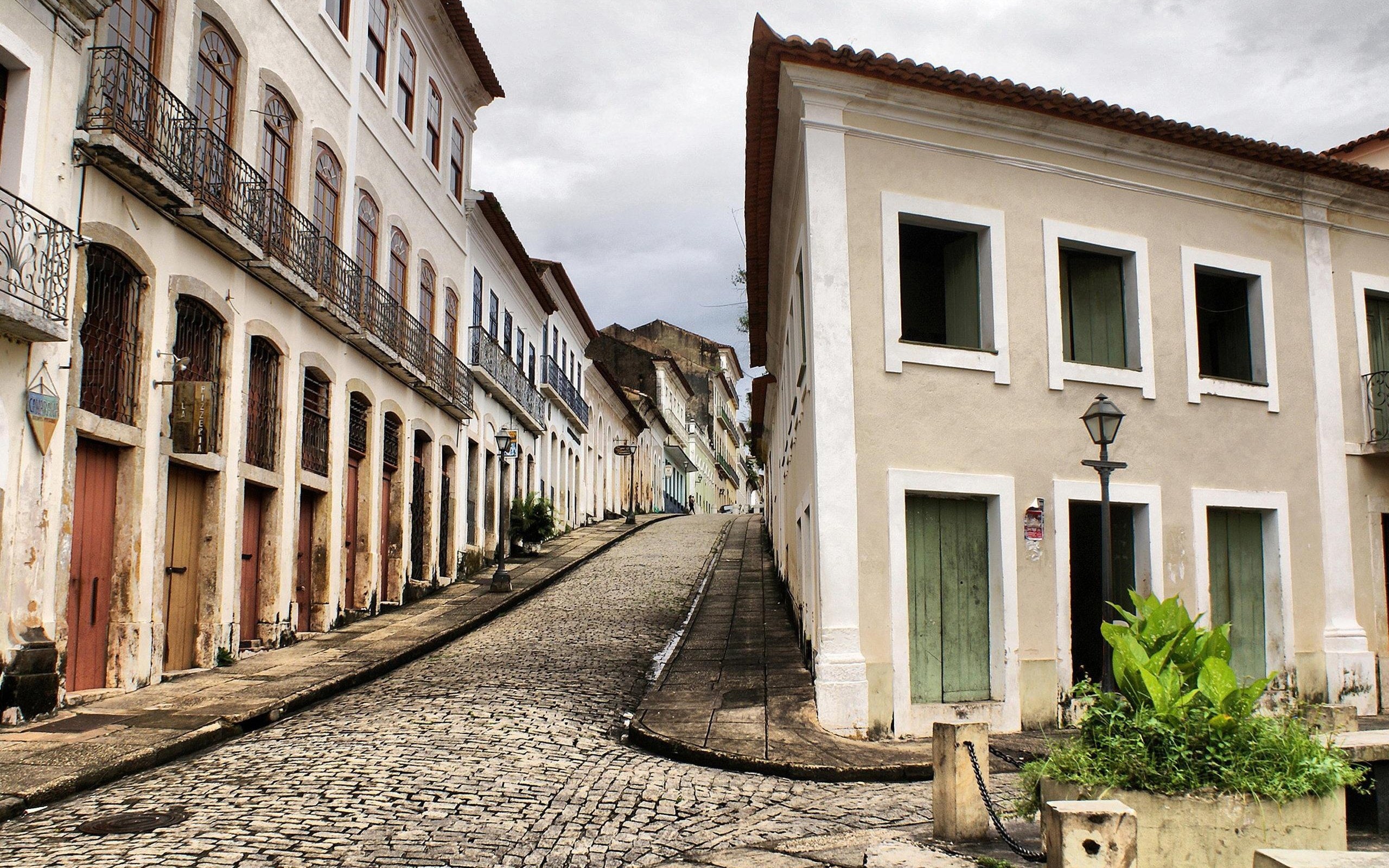 Cobblestone street in historic district