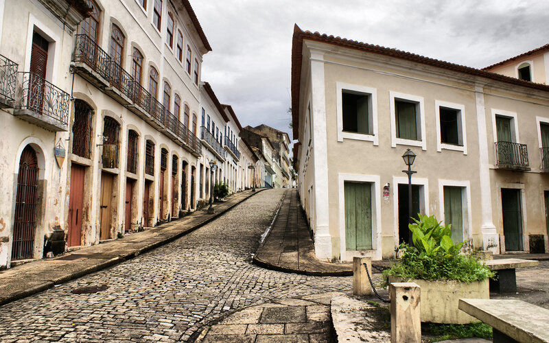 Cobblestone street in historic district