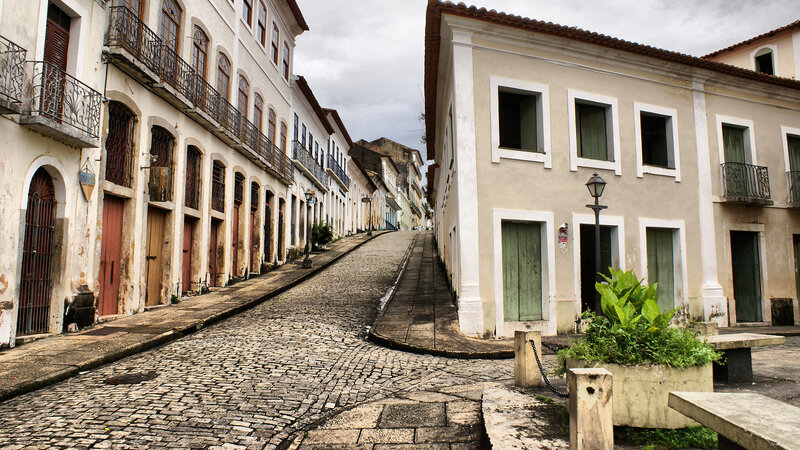 Cobblestone street in historic district
