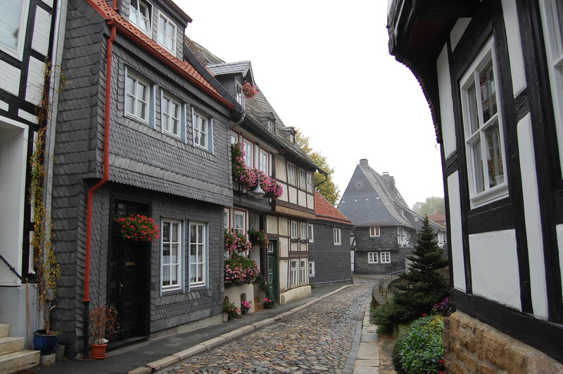 Cobblestone street in historic German town