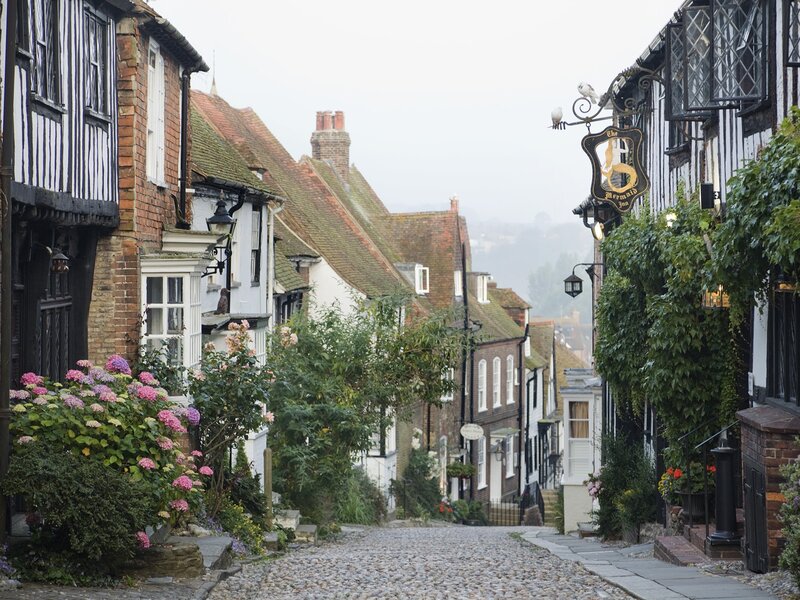 Cobblestone street in historic town