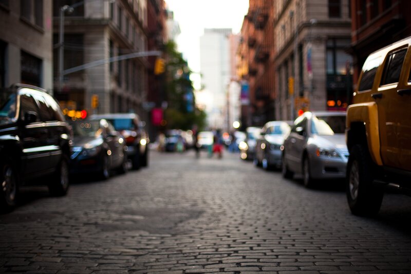 Cobblestone street in New York City