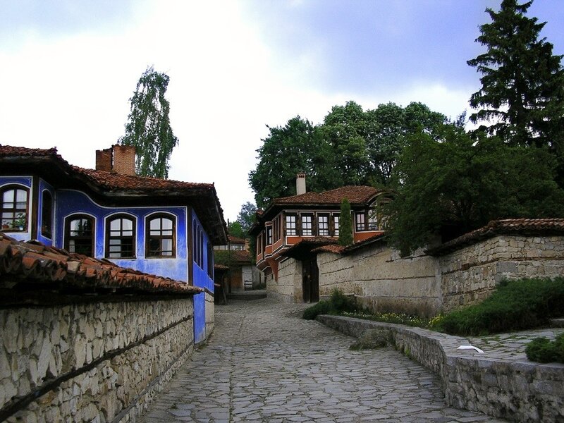 cobblestone street in old town