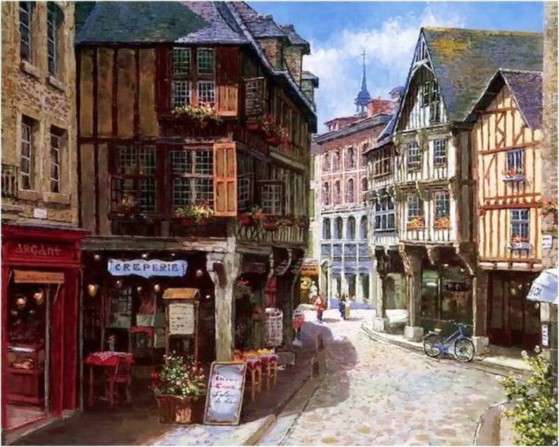 Cobblestone Street in Old Town — Brown, Serene