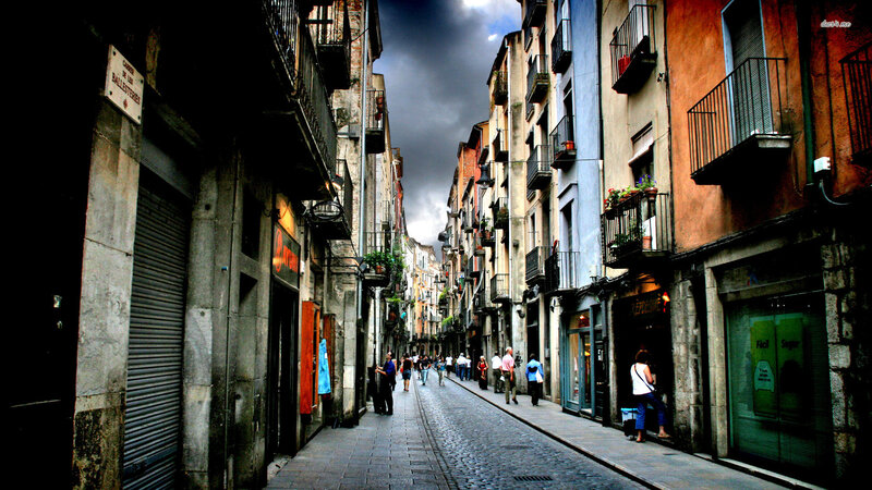 Cobblestone Street in Old Town — Gray, Dramatic, Afternoon