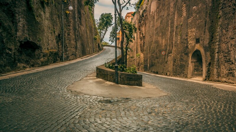 Cobblestone Street in Old Town — Gray, Serene