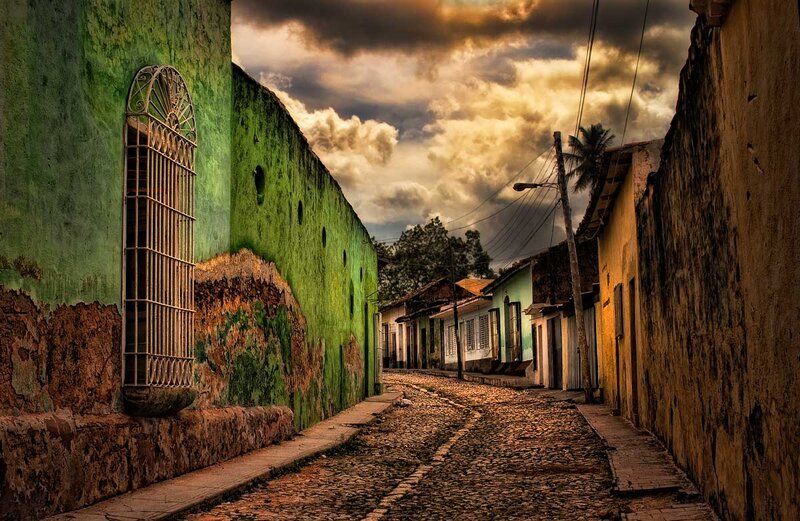 Cobblestone Street in Old Town — Green