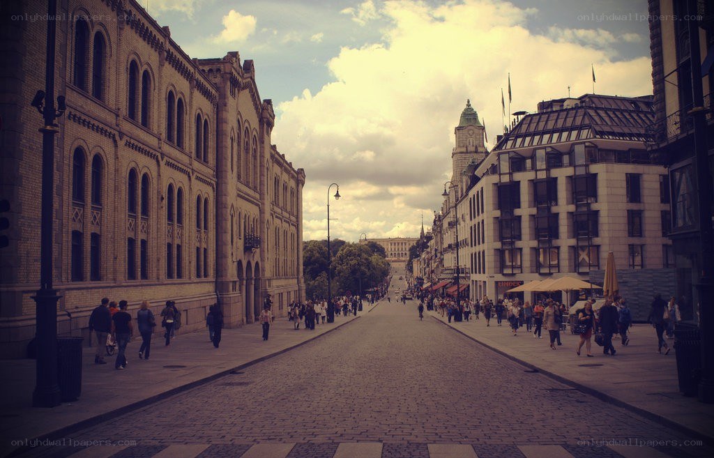 Cobblestone street in Oslo
