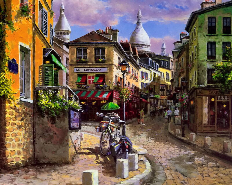 Cobblestone Street in Paris — Yellow