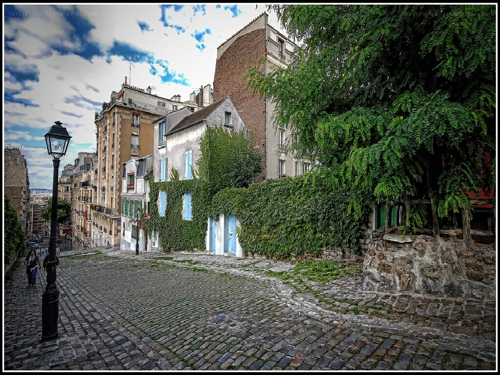 Cobblestone street in Paris