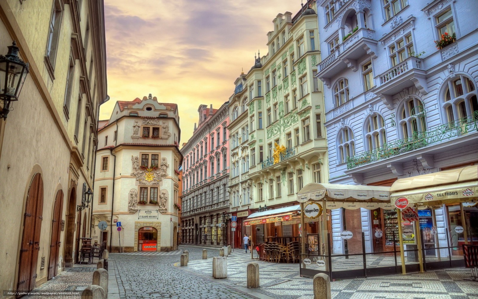 cobblestone street in Prague