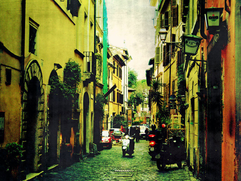Cobblestone Street in Rome