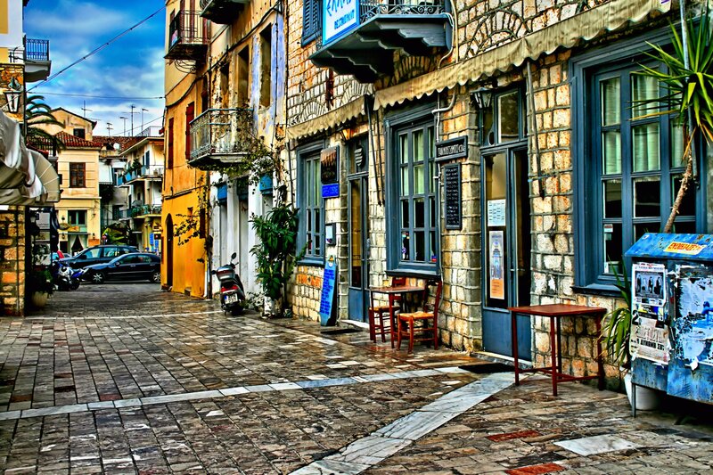 Cobblestone Street in Town — Brown, Dramatic, Afternoon