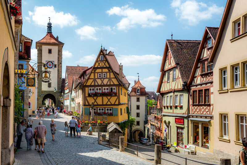 Cobblestone Street in Town — Yellow, Bright