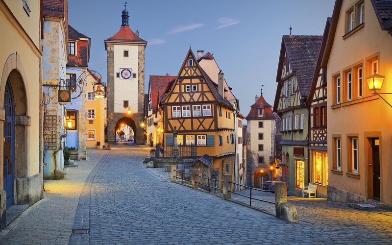 Cobblestone Street in Town — Yellow, Serene
