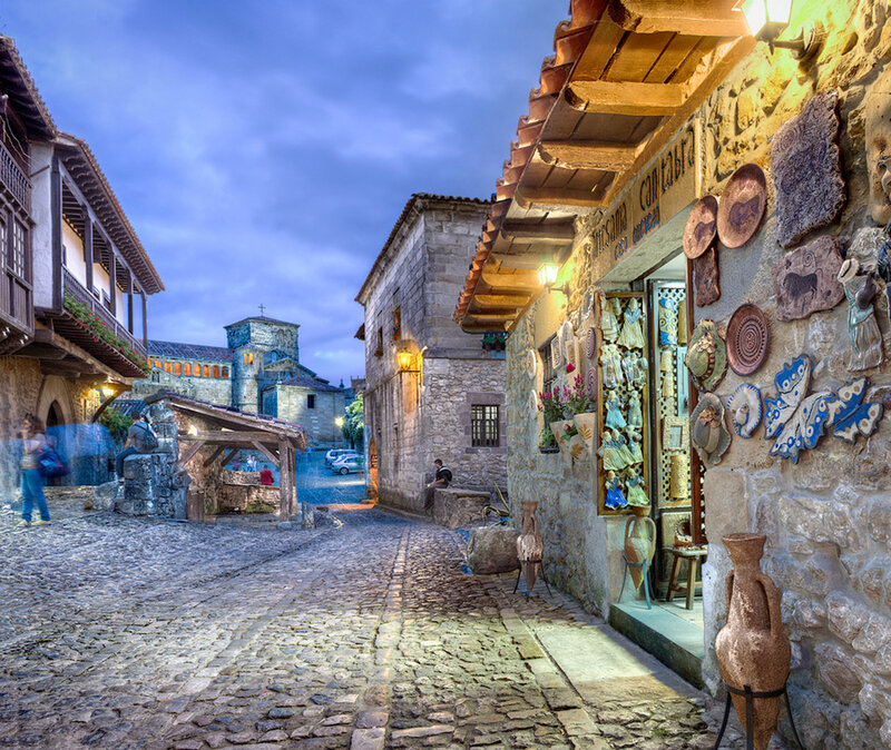Cobblestone Street in Village — Blue, Serene