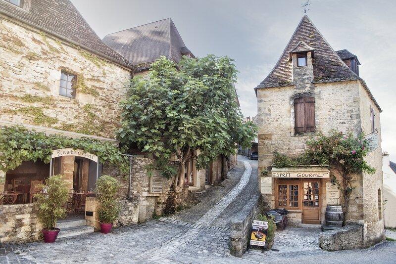 Cobblestone Street in Village — Gray