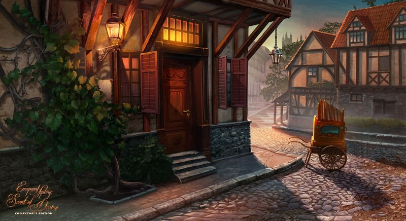 Cobblestone Street Scene — Brown