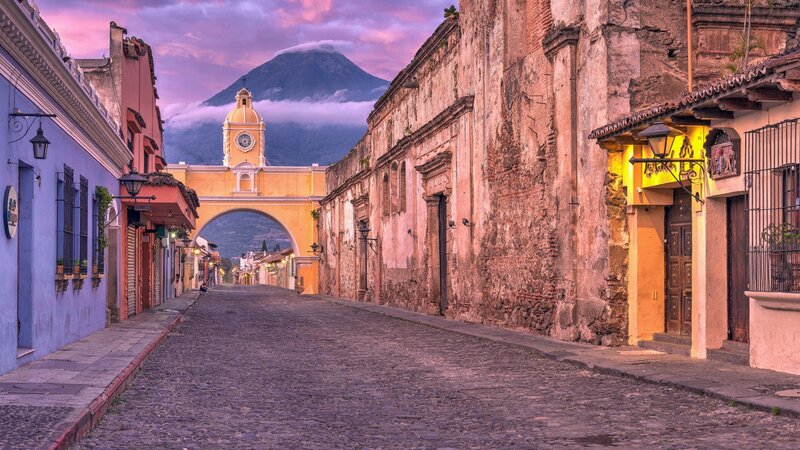 Cobblestone Street with Arch — Purple