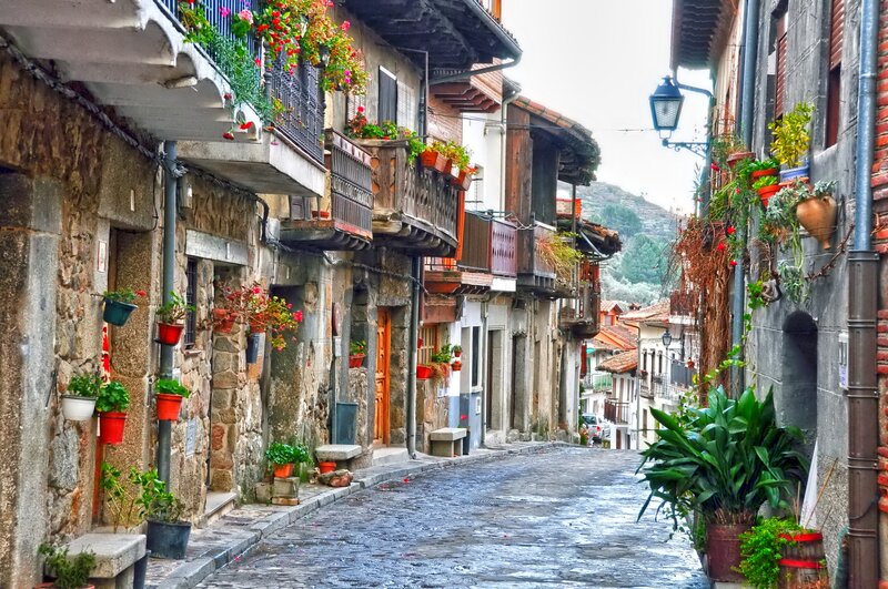 Cobblestone Street with Balconies