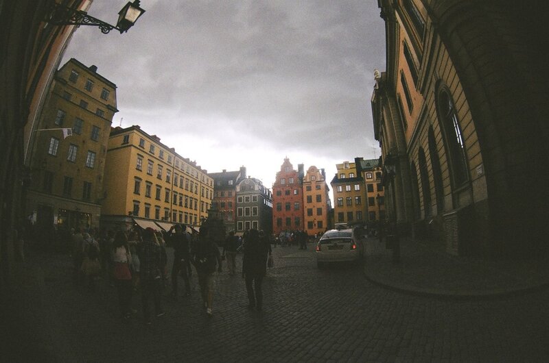 Cobblestone Street with Buildings — Gray, Dramatic, Afternoon
