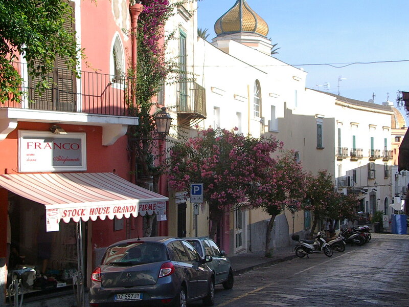 Cobblestone Street with Buildings — Pink