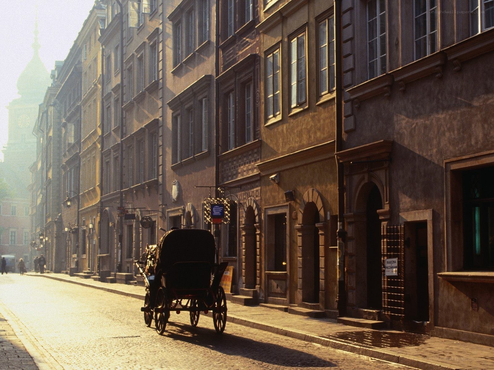 Cobblestone street with carriage
