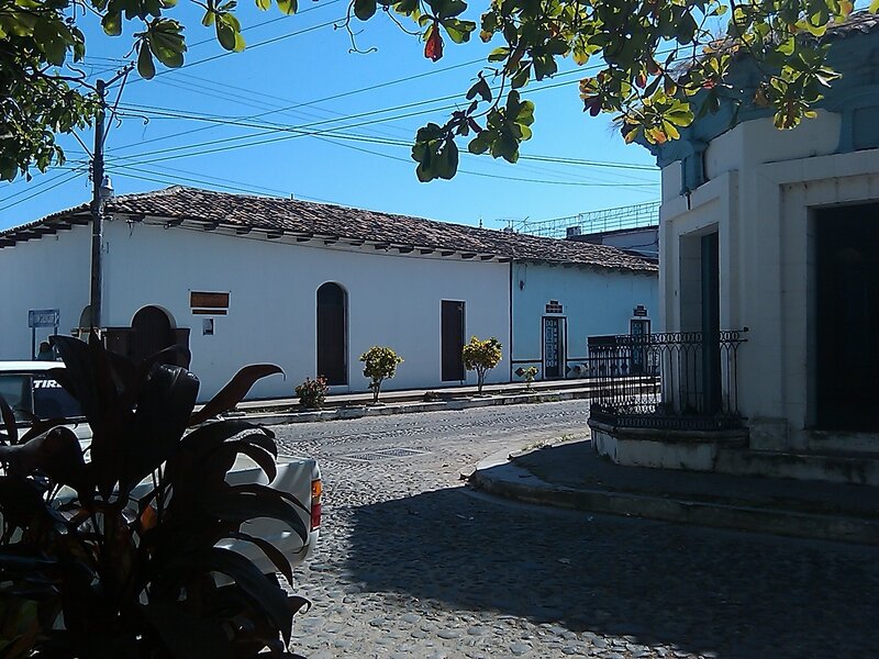 Cobblestone Street with Colonial Buildings