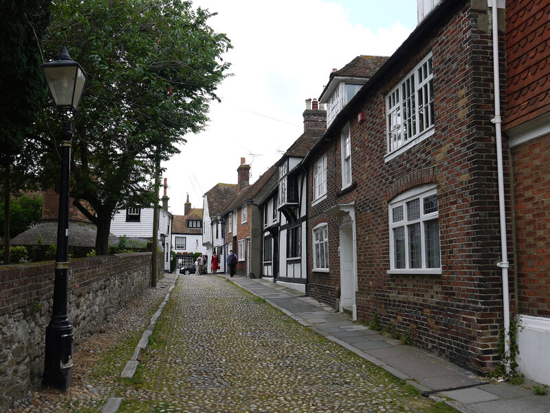 Cobblestone Street with Historic Houses