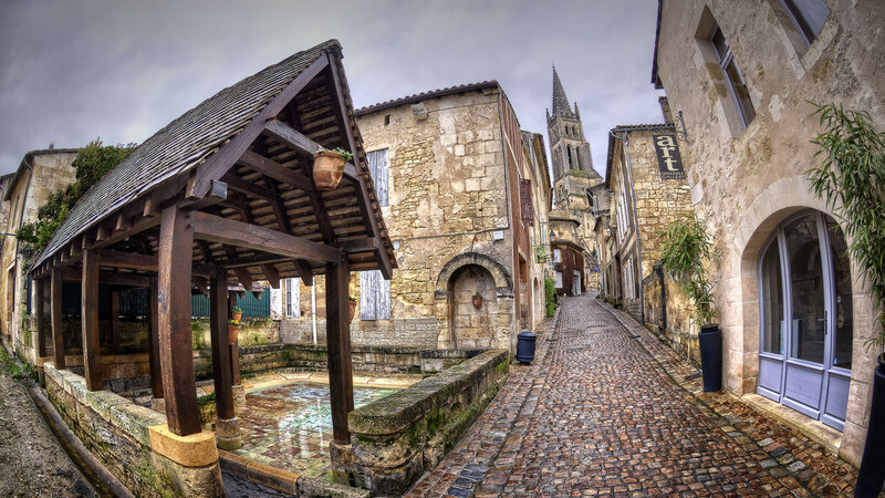 Cobblestone Street with Well — Brown