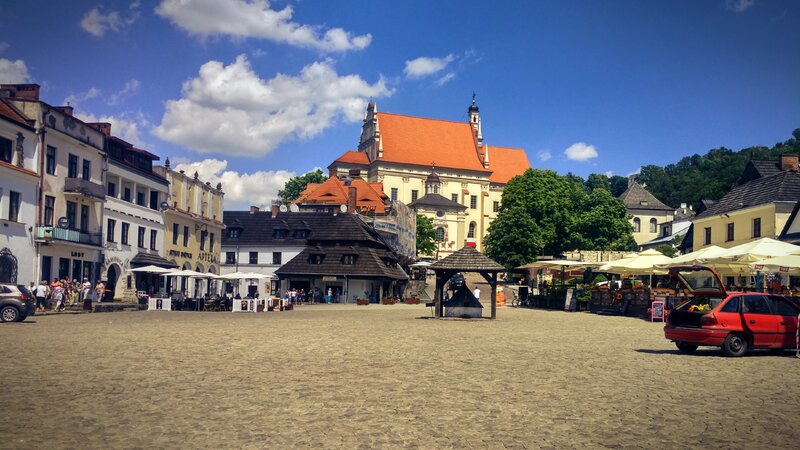 Cobblestone Town Square — Blue, Bright