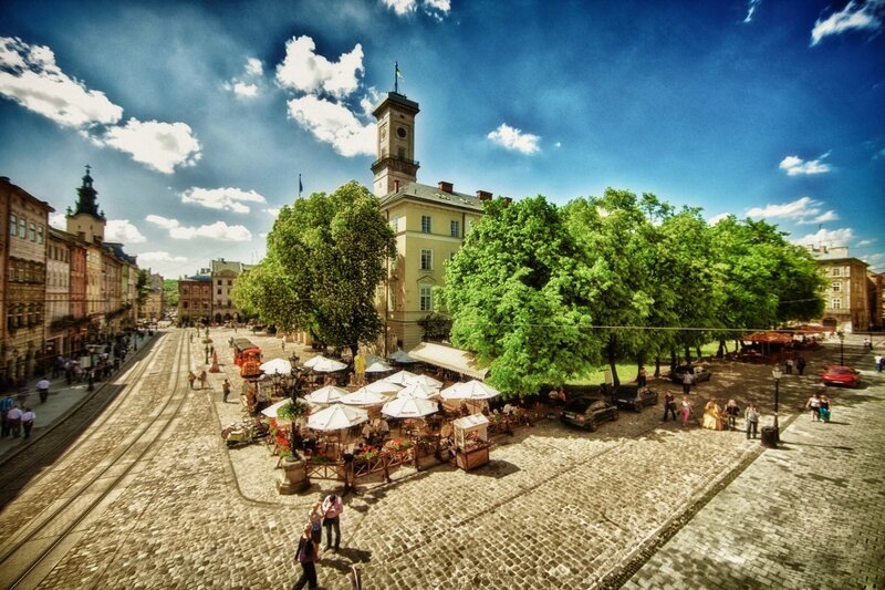 Cobblestone Town Square — Blue