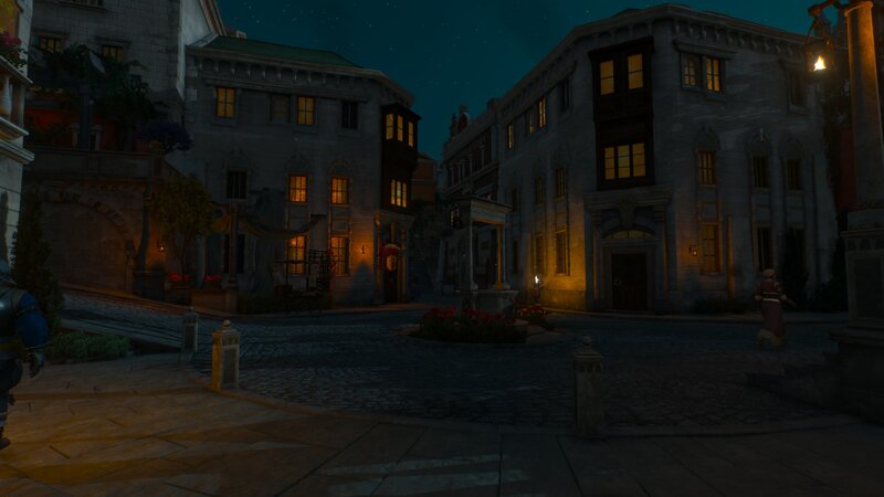 Cobblestone Town Square — Gray, Quiet, Dark
