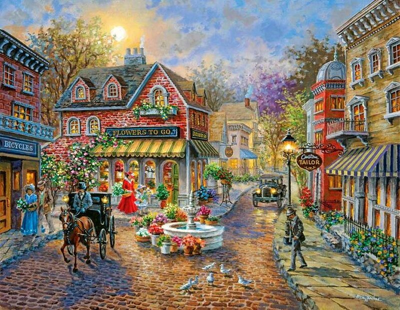 Cobblestone Town Street