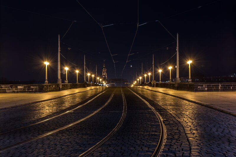 Cobblestone Tram Tracks — Black