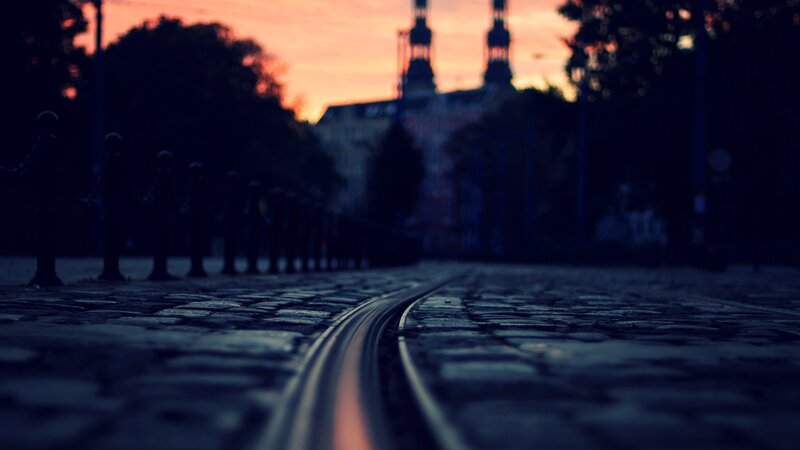 Cobblestone Tram Tracks