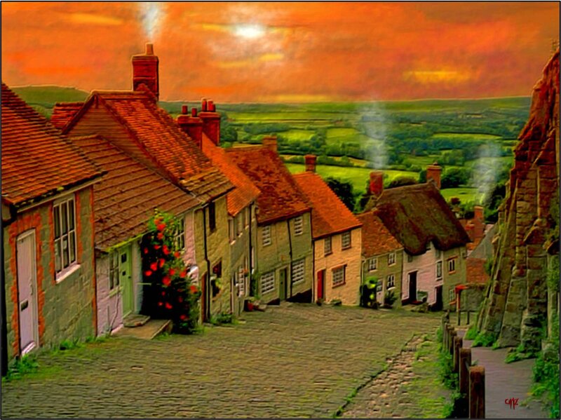 Cobblestone Village Street — Orange, Dramatic