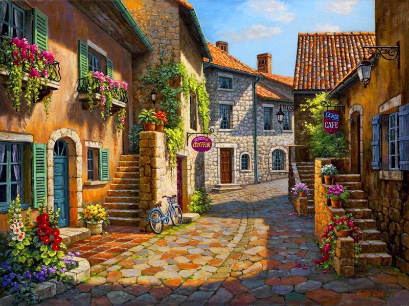 Cobblestone Village Street — Orange